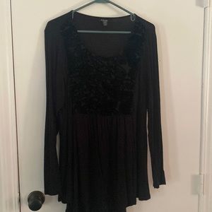 Long Black Long-sleeve Blouse